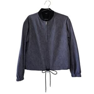 Theory Crop Zip Anorak Jacket Womens Size M Black White Houndstooth